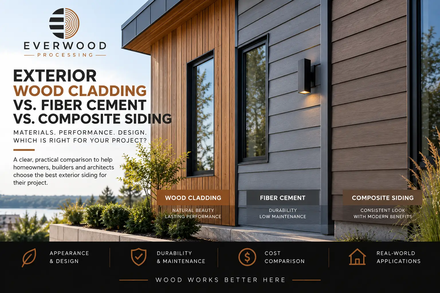 Wood siding, fiber cement and composite exterior cladding comparison